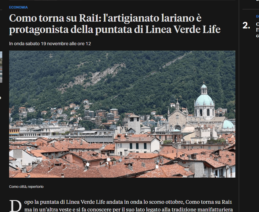 Como torna su Rai1: l'artigianato lariano è protagonista della puntata di Linea Verde Life