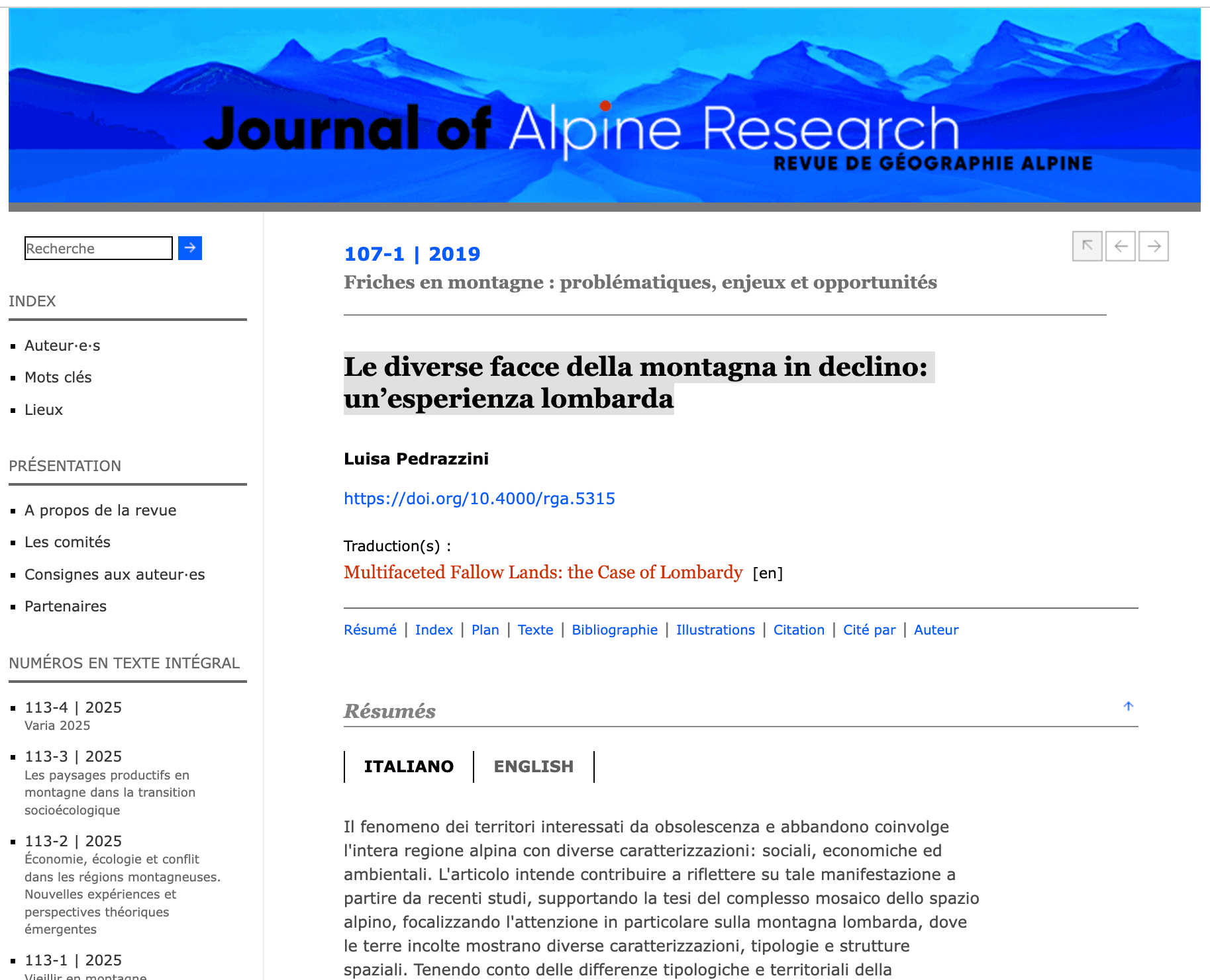 Le diverse facce della montagna in declino: un’esperienza lombarda
